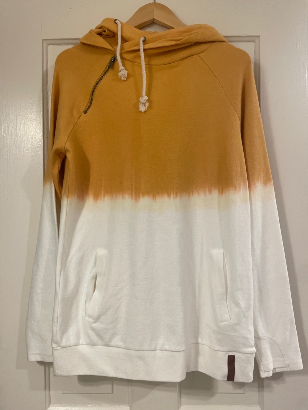 New! AMPERSAND AVE Golden Mustard Double Hood Pullover Hoodie Size L